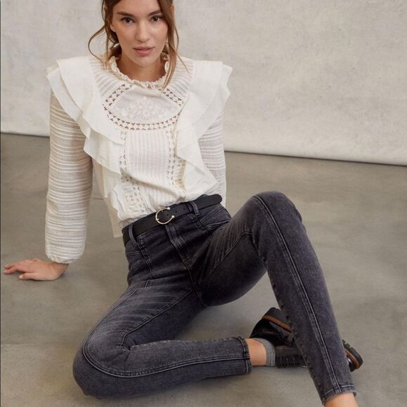 NWT Anthropologie MOTHER The Swooner Ultra High-Rise Seamed Skinny Jeans Size 32 - Picture 1 of 5